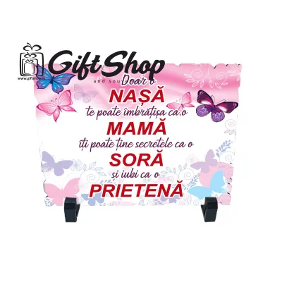 Doar o nasa te poate imbratisa ca o mama, placheta cu mesaj, model a